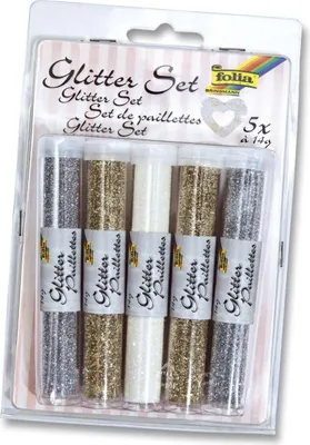 Immagine prodotto di Folia 57801 Set di glitter - colori assortiti, 5 pezzi da 14 g ciascuno