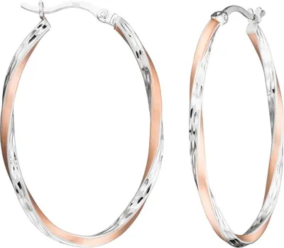 Produktbild von Paar Ohrringe Creolen 41,1mm gedreht oval 925 Silber teilrotvergoldet Damen