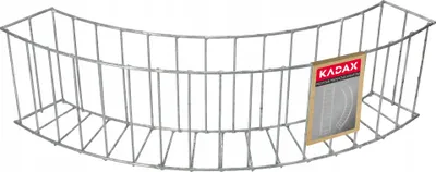 A curved metal garden border with a product label attached.