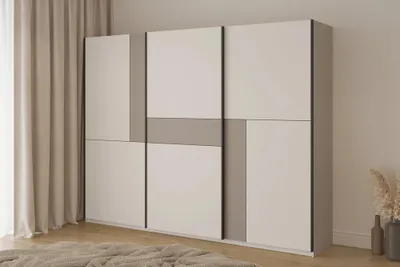 Obrázek produktu pro Šatní skříň 270 cm DEVORAH s posuvnými dveřmi - kašmír / béžová