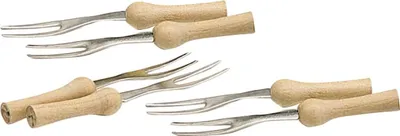 Produktbild von KitchenCraft Set of 6 Gabeln of Maiskolbenhalter of Holz & Edelstahl, 9,5 cm