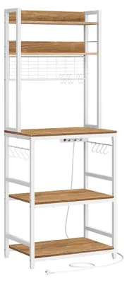 Produktbild von 5-stöckiger Kuchenständer Walnuss braun-weiß - Spanplattenstahl - 40x60x170 cm