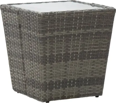Obrázek produktu pro Čajový stolek šedý 41,5 x 41,5 x 43 cm polyratan tvrzené sklo