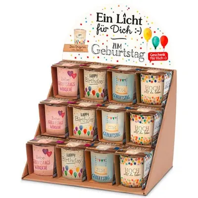 Produktbild von Teelichthalter zum Geburtstag sortiert FÜR DICH 640230 H6cm D6cm