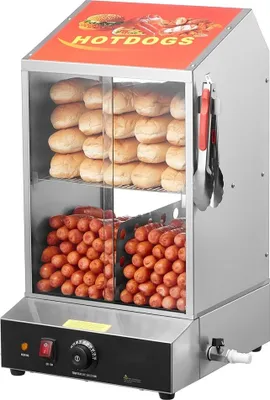 Obrázek produktu pro Parní ohřívač párků v rohlíku - dvoustupňový ohřívač housek - 37L - Komerční - Elektrický - Rychlý a účinný