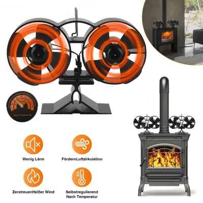 Produktbild von Vigevee Kaminofen Ofenventilator Holzofen Stromloser Kaminrohr Ventilator Flügel Lüfter