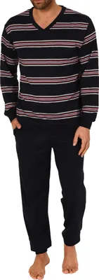 Produktbild von Normann Herren langarm Schlafanzug mit Bündchen in warmer Kuschel Interlock Qualität ; marine , 68