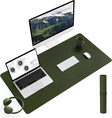 Zdjęcie produktu dla YSAGi podkładka pod mysz skórzana zamszowa ciemnozielona 90x43cm