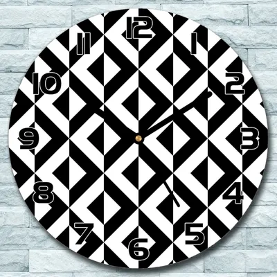 Produktbild von Wanduhr aus Glas Rund fi 30 Geometrische Muster Quarz Deko Schlafzimmer Büro