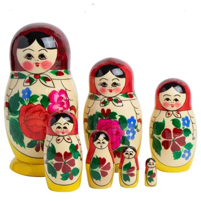 Produktbild von Semenovskaya Matröschka Matroschka Babuschka Matrjoschka 7 Steckpuppen 16cm - Holzpuppe Матрёшка