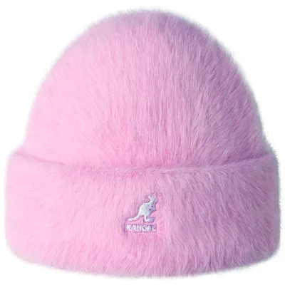 Kangol Beanie Angora-Strickmütze mit Rollrand & Logo-Stick in lila