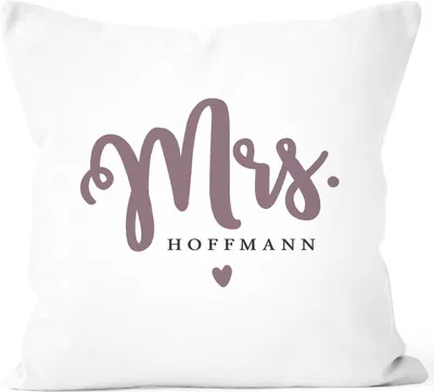 Produktbild von Kissen-Bezug Mr & Mrs personalisierbarer Nachname Kissen-Hülle Baumwolle personalisiertes Hochzeitsgeschenk SpecialMe® Mrs weiß unisize