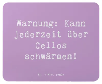 Produktbild von Mr. & Mrs. Panda Mouse Pad Spruch Cello Schwärmerei - Lavendeltraum - Geschenk, Streichinstrument, Lernen, Mauspad, klassische Musik, Musikinstrument, Mousepad, computer