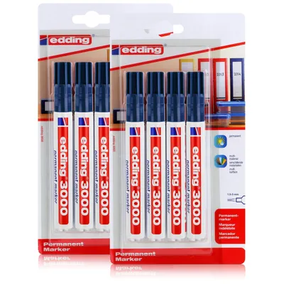 Produktbild von edding 3000 Permanent Marker 4er blau Spitze 1,5-3mm wasserfest (2er Pack)