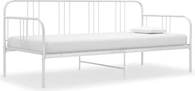 Image de The Living Store Canapé-lit Cadre de lit blanc métal 90x200 cm