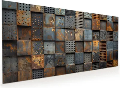 Produktbild von Küchenrückwand Spritzschutz Glas mit Motiv Gelochte Metallplatten 40 x 40 cm