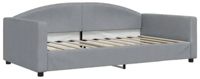 Image de Lit de jour vidaXL gris clair 100 x 190 cm en tissu