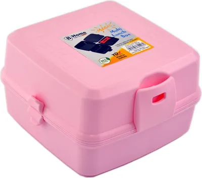 Immagine prodotto di Contenitore per il pane e la merenda con 4 scomparti, disponibile in blu o rosa | Contenitore per la merenda | Contenitore per snack (rosa)