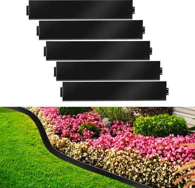 Obrázok produktu pre Aopunly Okraje trávnika Kovové okraje záhonov Okraje záhonov Okraje na kosenie Palisádové okraje záhonov Čierna 100x15cm 50m