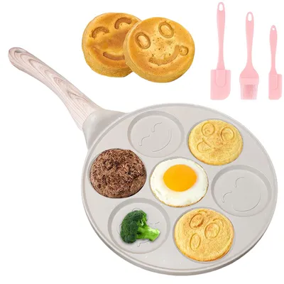 Pfannkuchenpfanne 26 cm, antihaftbeschichtet, 7 Vertiefungen, Smiley-Design