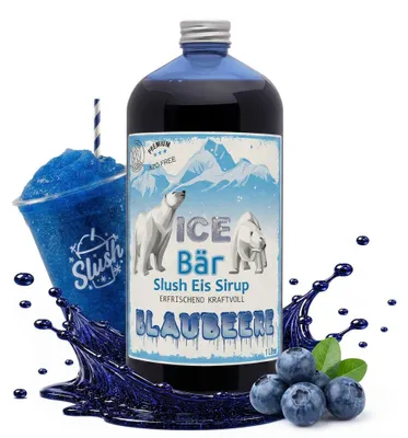 Produktbild von Ice Bär Slush Sirup Kraftvollblau Blaubeere Geschmack 1L 1:5 AZO & glyzerinfrei