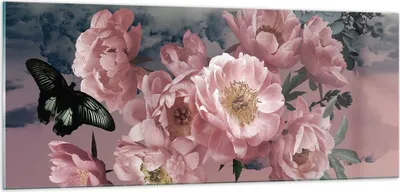 Produktbild von Bilder auf glas - Einteilig - Blumen Schmetterling Wolken - 100x40cm - Glasbilder - Wandbilder - Bilder - Wanddekoration aus Glas - Glas Bilder - Wandbild auf Glas - GAB100x40-4881