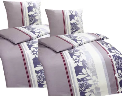 Produktbild von Hochwertige Biber Bettwäsche Baumwolle Blumen 2tlg. 4tlg. 135x200 80x80: 4tlg. / Lila