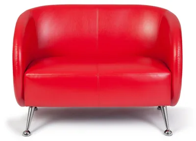 2-Sitzer Loungebank aus Kunstleder, rot, 118x85x58 cm
