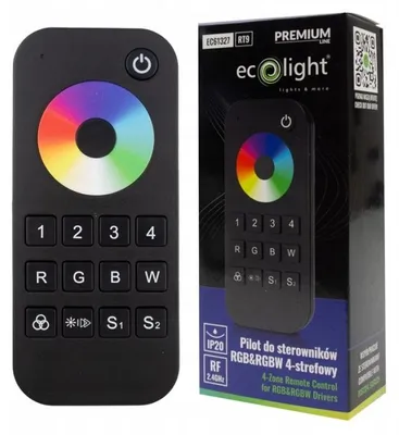 Zdjęcie produktu dla Pilot RT9 do sterowników RGB i RGBW, 4-strefowy, dotykowy, kolor czarny