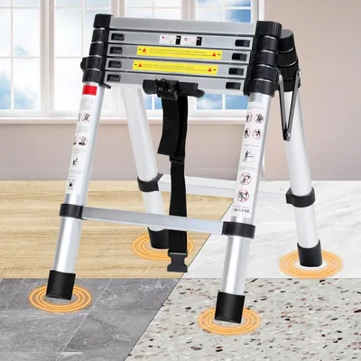 Produktbild von TolleTour Teleskopleiter Ausziehleiter Klappleiter 1.7m+2.0m Stabil Anlegeleiter  Aluminium Stehleiter  bis 150kg