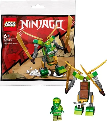 A LEGO Ninjago polybag set featuring Lloyd's Mech and a minifigure.