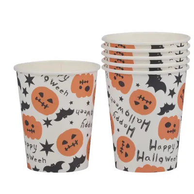 Produktbild von 6 x Halloween Partybecher Set mit Kürbiskopf Motiv