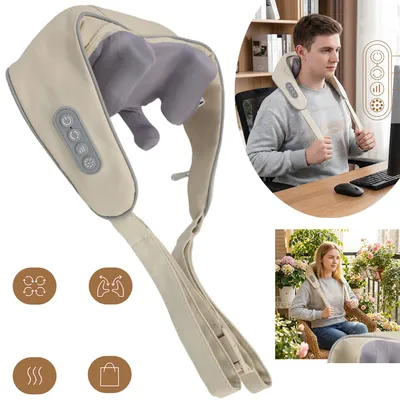 Produktbild von Kabelloses Nackenmassagegerät mit Wärme, mit Knetmassage, für Nacken Schulter Rücken Bein, Geschenke