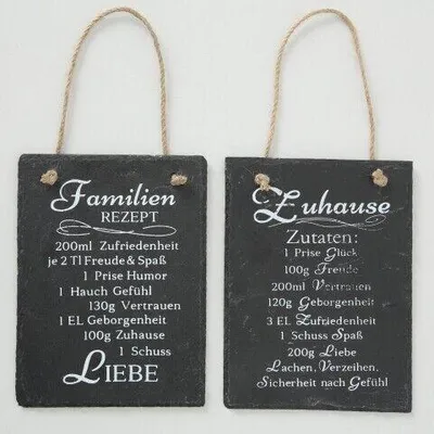 Produktbild von Schild Hängeschild Wandschild Schiefer 2er Set