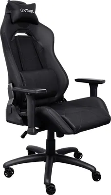 Produktbild von Trust GXT 714 Ruya Gaming Stuhl Schwarz - Ergonomischer Gamerstuhl mit Verstellbarer Rückenlehne, 3D-Armlehnen, Atmungsaktivem Stoff, Lendenkissen, und Hoher Belastbarkeit bis 150kg