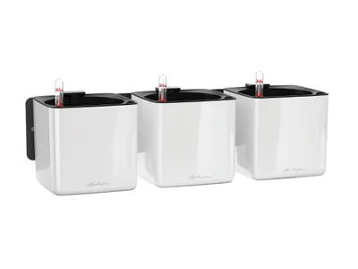 Obrázek produktu pro Lechuza Sada 3 samozavlažovacích květináčů Cube Glossy Green Wall Home Kit, bílá