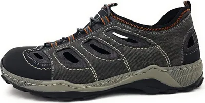 Image de Chaussures de ville Rieker pour hommes, modèles : mocassins, sandales, couleur : gris, style : décontracté