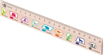 Obrázek produktu pro Metrie | Didakt-M02, Dřevěné pravítko s potiskem | Geometrické tvary | 20 cm