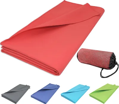 Produktbild von Sporthandtuch Mikrofaser, 90x180 cm, rot, mit praktischer Transporttasche