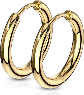 Produktbild von viva-adorno 15mm Ø Klappcreolen Hoop Ohrringe Edelstahl Creolen ER96, Gold