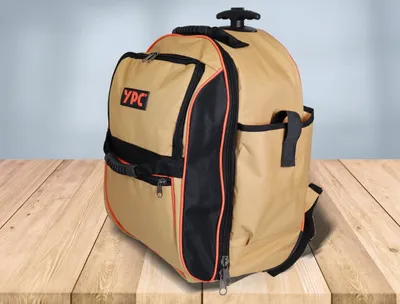 Produktbild von YPC Juggernaut Trolley Werkzeugrucksack XXL – Wasserfester Werkzeug Organizer, Stabiler Teleskopgriff, Tragegriffe & Kunststoffboden, Schultergurt mit Brustriemen, Sand, 54x36x25cm – 15kg Tragkraft