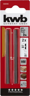 Produktbild von kwb 82 mm, mit 2 Klingen-Kanten, Wende-Messer f. Hobel-Maschine, 5,5 mm Breit, 1,1 mm Stark
