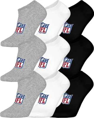 Produktbild von NFL Uni Sneaker-Socken, 9er Pack - NFL Shield 9Pack Sneaker Socks, Logo, Baumwollmischung Weiß/Grau/Schwarz 39-42