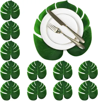 Imagen del producto de Hojas de Monstera artificiales, 12 unidades, 30 x 28 cm, decoración para mesas para diversas ocasiones