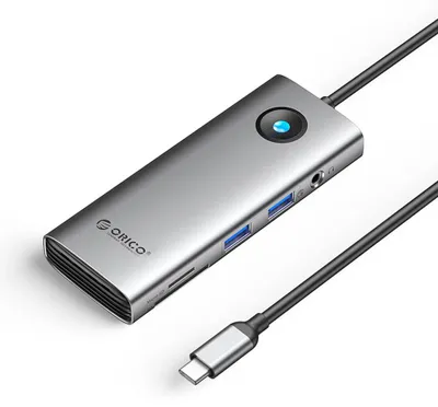 Immagine prodotto di Orico PW11, stazione dock USB-C 8-in-1 (2 porte USB-A 3.0, 1 porta USB-C con ricarica PD 100W, 1 porta HDMI 4K 60Hz)