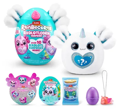 Produktbild von Rainbocorns Axolotlcorn Surprise (ICEPUFF) von ZURU, Plüschspielzeug zum Sammeln für Mädchen ab 3 Jahren, White Axolotl