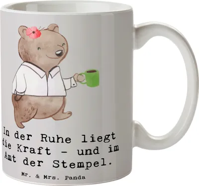 Produktbild von Mr. & Mrs. Panda Tasse Beamtin Kraft - Grau Pastell - Geschenk, Beruf, Becher, Kaffeetasse, Berufsalltag, Verantwortung, milchkaffeetasse, Teetasse, kakaobecher, Freundin