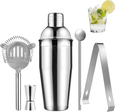 Immagine prodotto di Set shaker da cocktail Vitu, 5 pezzi, in acciaio inossidabile argento, 750 ml