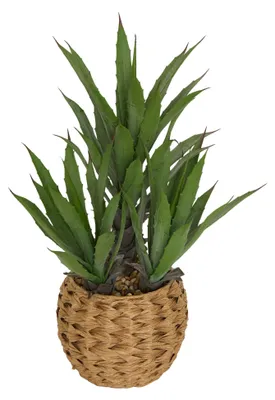 Image de Plante artificielle agave, présentée dans un pot en tricot, hauteur 61 cm