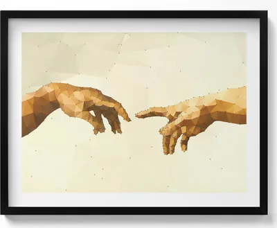 Produktbild von Erschaffung von Adam– Wandbild mit Rahmen – Gerahmtes Bild  – Wanddekoration – 80x60 cm –  Schwarz Rahmen